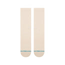 Stance Icon Oatmeal – beige (oatmeal) crew sokken met geborduurd Stance-logo, medium cushioning en versterkte hiel en teen