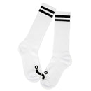Polar Rib Socks Long Happy Sad White – witte ribgebreide sokken met Polar Happy/Sad-logo en comfortabele stretchpasvorm