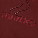 GX1000 Og Logo Flip Hoodie maroon voorkant gx1000 logo close-up sweater Revert95.com