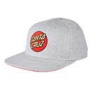 Santa cruz skateboards classic dot snapback voorkant heather grey