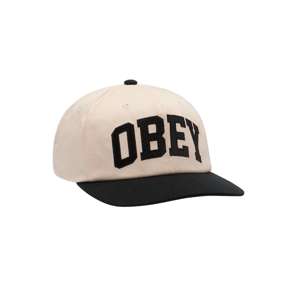 Obey Collegiate 6 Panel Strapback – katoenen cap met Collegiate Obey-logo en verstelbare strapback