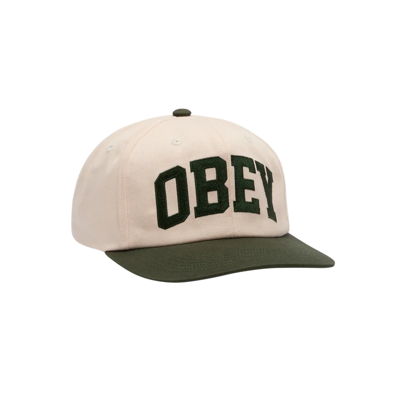 Obey Collegiate 6 Panel Strapback – katoenen cap met Collegiate Obey-logo en verstelbare strapback