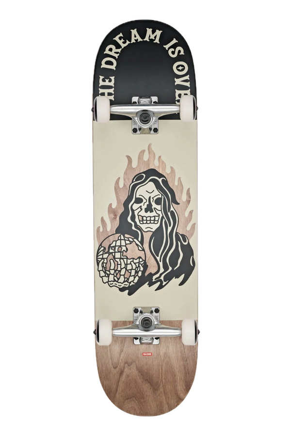 Globe G1 Dream Reaper Dark Maple Black – skateboarddeck van 7-laags esdoorn met donkere Dream Reaper-graphic en medium concave