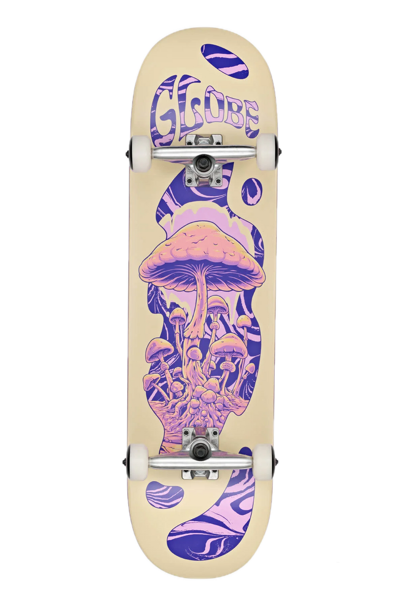 Globe G1 Mind Expansion Off White Purple – skateboarddeck van 7-laags esdoorn met paarse Mind Expansion-graphic en medium concave