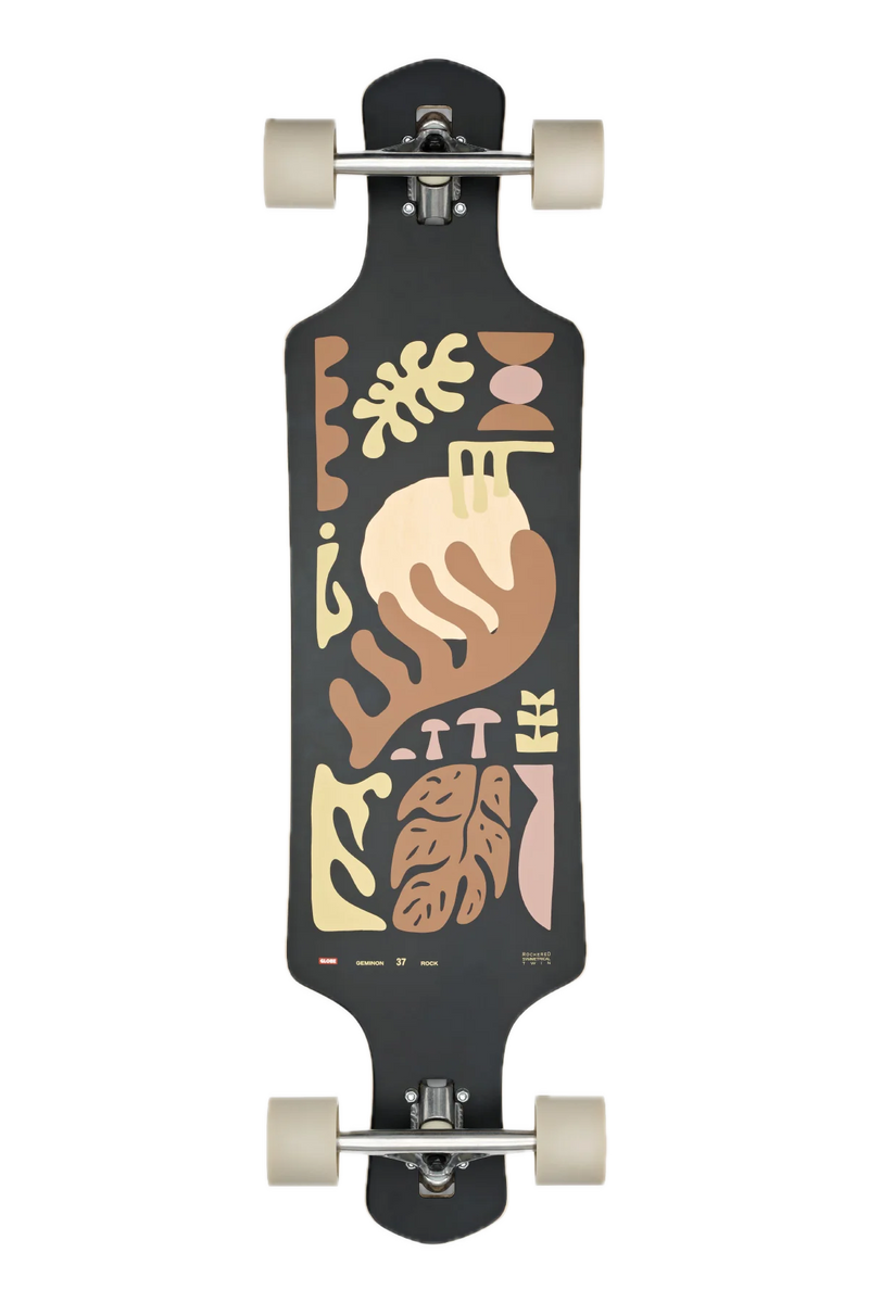 Globe Geminon 37.5 Arid – drop-through longboard van 8-laags esdoorn met Arid-graphic, Tensor 180mm trucks en 69mm wielen