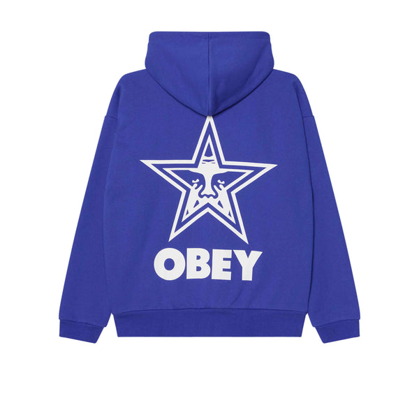 Obey Bold Star Extra Heavy Hood Dazzling Blue – blauwe hoodie van extra zwaar fleece met Bold Star graphic