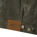 Obey Workman Zip Jacket Black Olive Wrinkle Wash – heavy denim workwear jas met ritssluiting en verstelbare tailleband