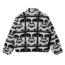 Obey Repeated Icon Sherpa Jacket Black Multi – fleece jas met all-over Obey Icon print