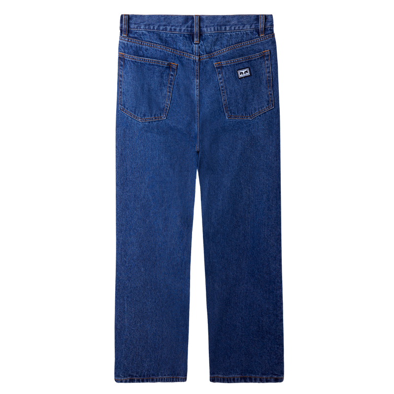 Obey Hardwork Denim Pants – Stonewash Indigo straight leg jeans van 100% katoen met vintage stonewash wassing