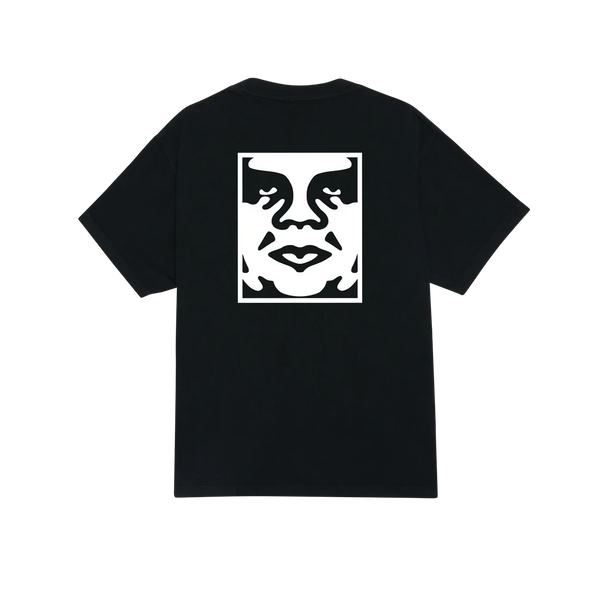 Obey Bold Icon Face Heavyweight Classic Tee – zwart T-shirt van zwaar katoen met Obey Face graphic