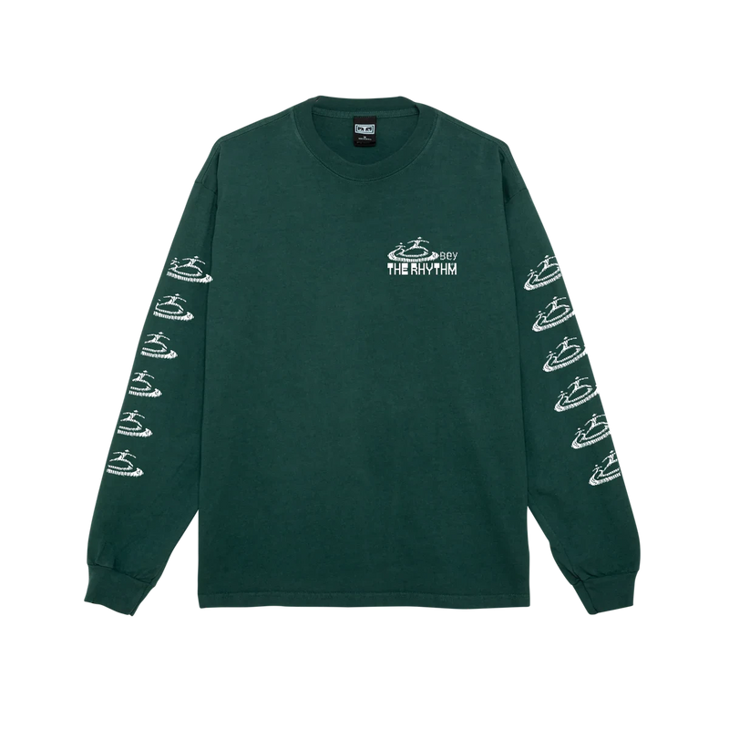Obey The Rhythm Heavyweight Classic Longsleeve Tee – longsleeve T-shirt van zwaar katoen met The Rhythm graphic