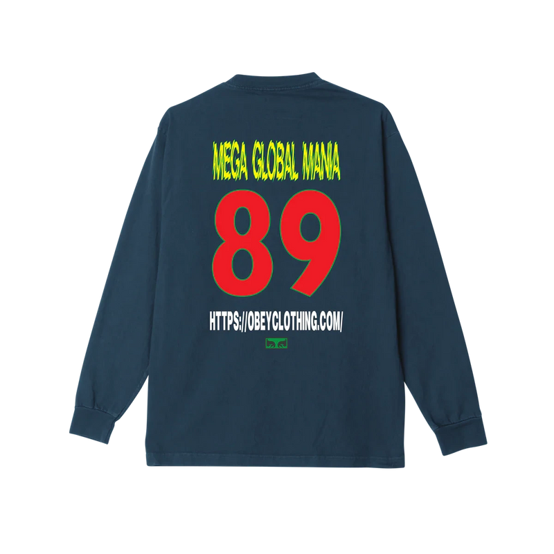 Obey Mega Global Mania Heavyweight Classic Longsleeve Tee – longsleeve T-shirt van zwaar katoen met grote Global Mania print