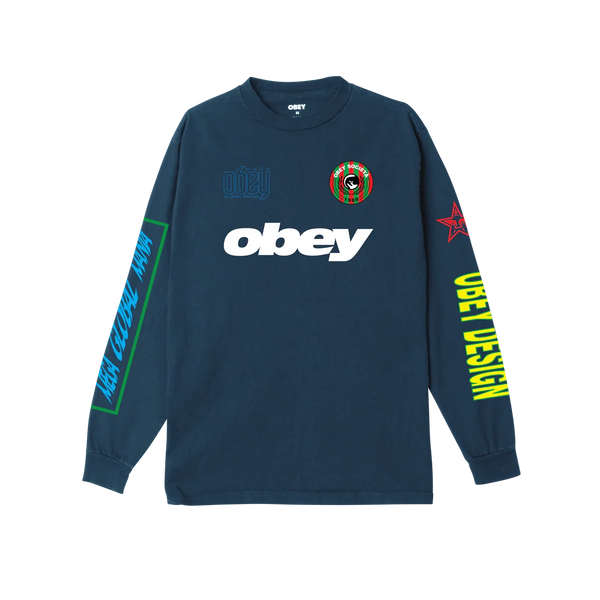 Obey Mega Global Mania Heavyweight Classic Longsleeve Tee – longsleeve T-shirt van zwaar katoen met grote Global Mania print
