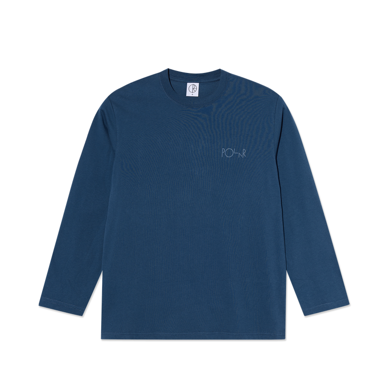 Polar Skate Co Steve LS Tee Stroke Logo Space Blue – longsleeve van 100% katoen met geborduurd Stroke-logo op de borst in Space Blue kleur.