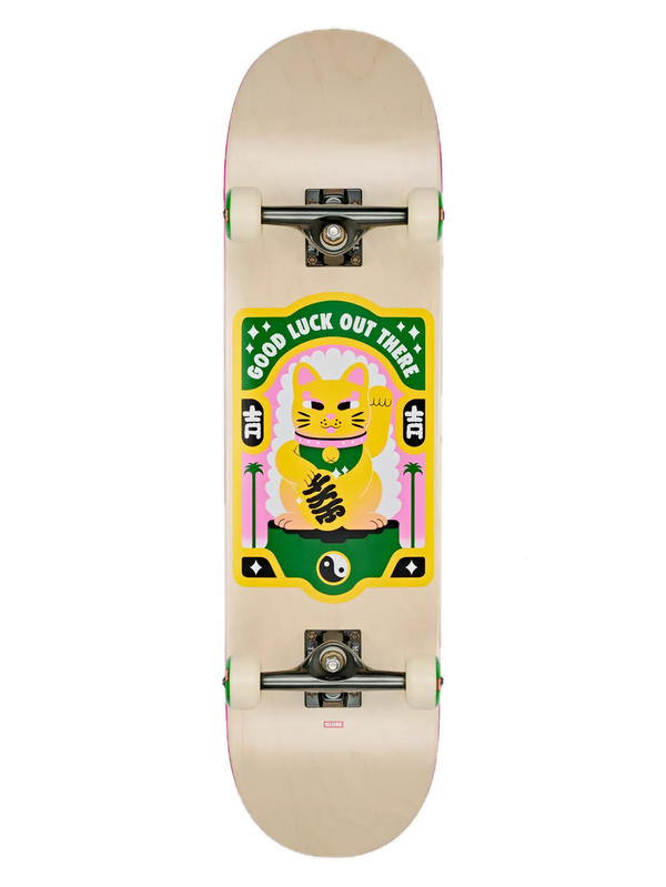 Globe G2 Maneki Lucky Gold – skateboarddeck van 7-laags esdoorn met gouden Maneki Neko-graphic en Globe G2-constructie