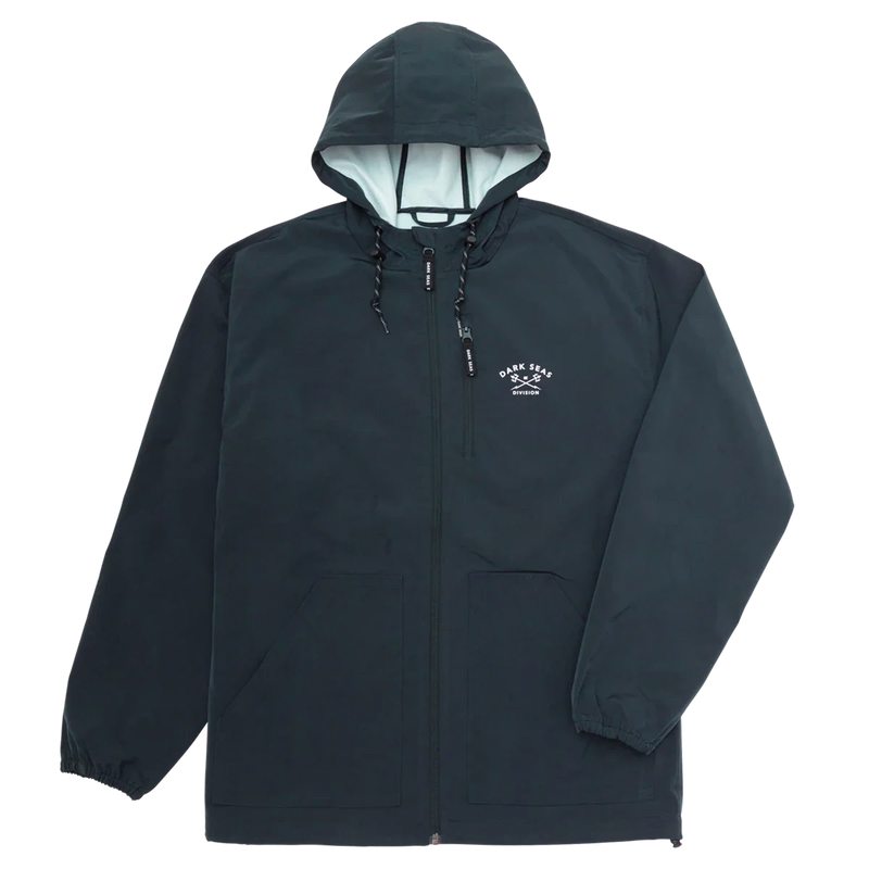 Dark Seas Port Jacket Light Navy lichtgewicht waterafstotend jack met capuchon en borstlogo