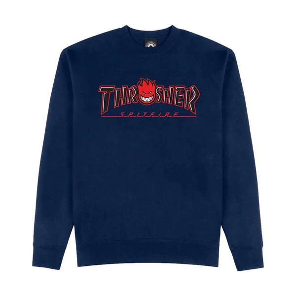 Thrasher x Spitfire Big Head Outline Crew Sweater – premium crewneck met Big Head outline graphic