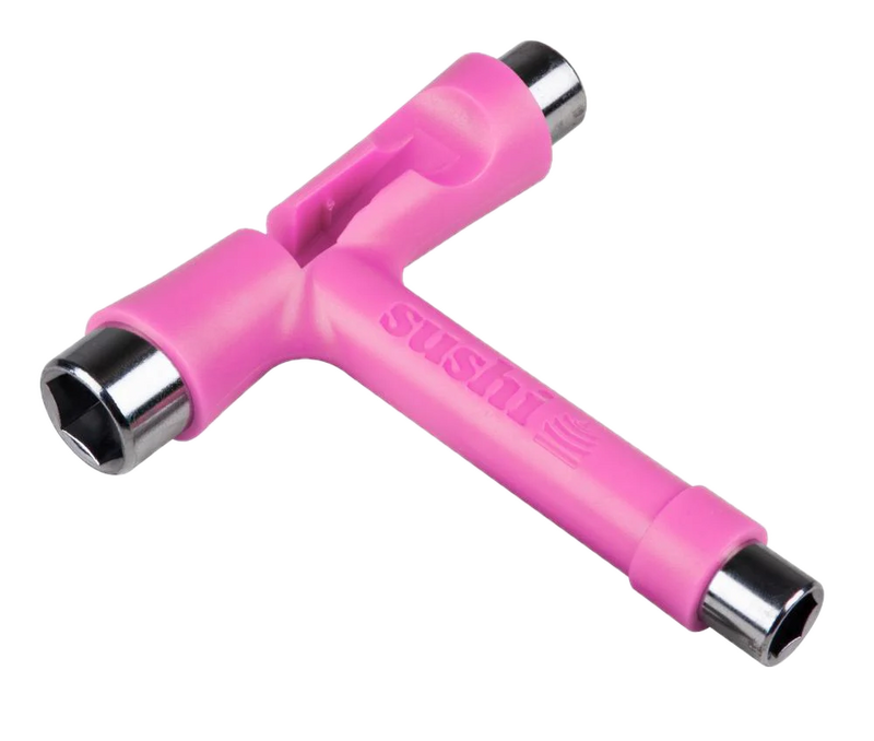 Sushi Skate Ninja T Tool Pink – roze alles-in-één skateboardtool met drie dopmaten en uitneembare inbus/kruiskop