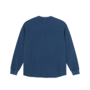 Polar Skate Co Dylan LS Tee Waffle Space Blue – longsleeve van 100% katoen met wafelstructuur en relaxte pasvorm in Space Blue kleur.