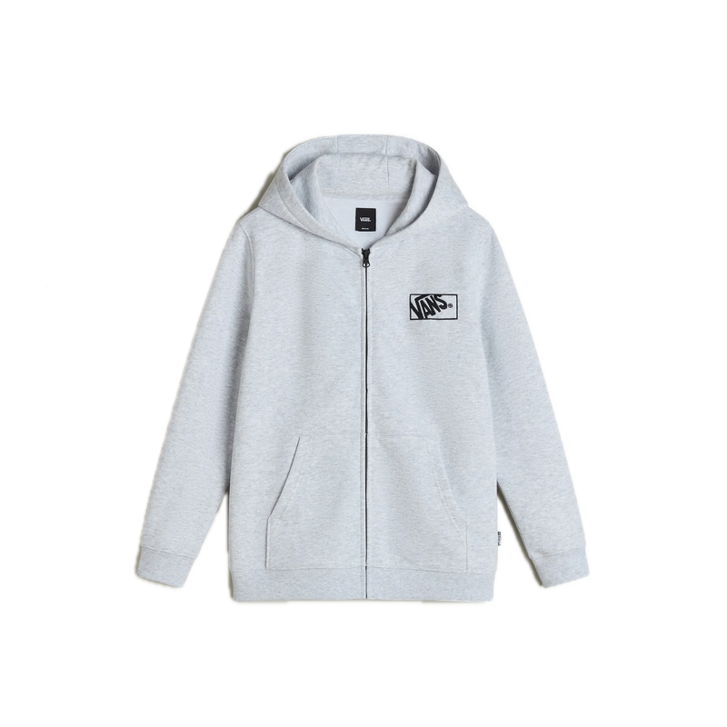 Vans Blocked Box Full Zip Hoodie Light Grey Heather – lichtgrijze hoodie met ritssluiting, capuchon en Vans Box-logo