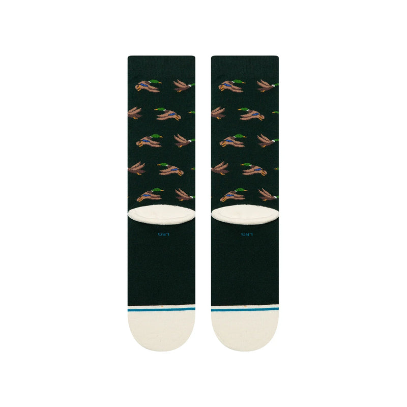 Stance Huntin Crew Pine – groene crew sokken met gestreept design, medium cushioning en versterkte hiel en teen