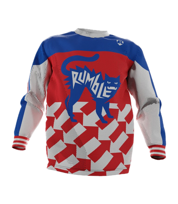 Rumble Speedshop Red Arrows Jersey rood moto-style jersey met pijl-design