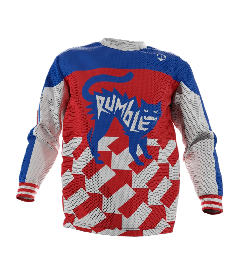Rumble Speedshop Red Arrows Jersey rood moto-style jersey met pijl-design