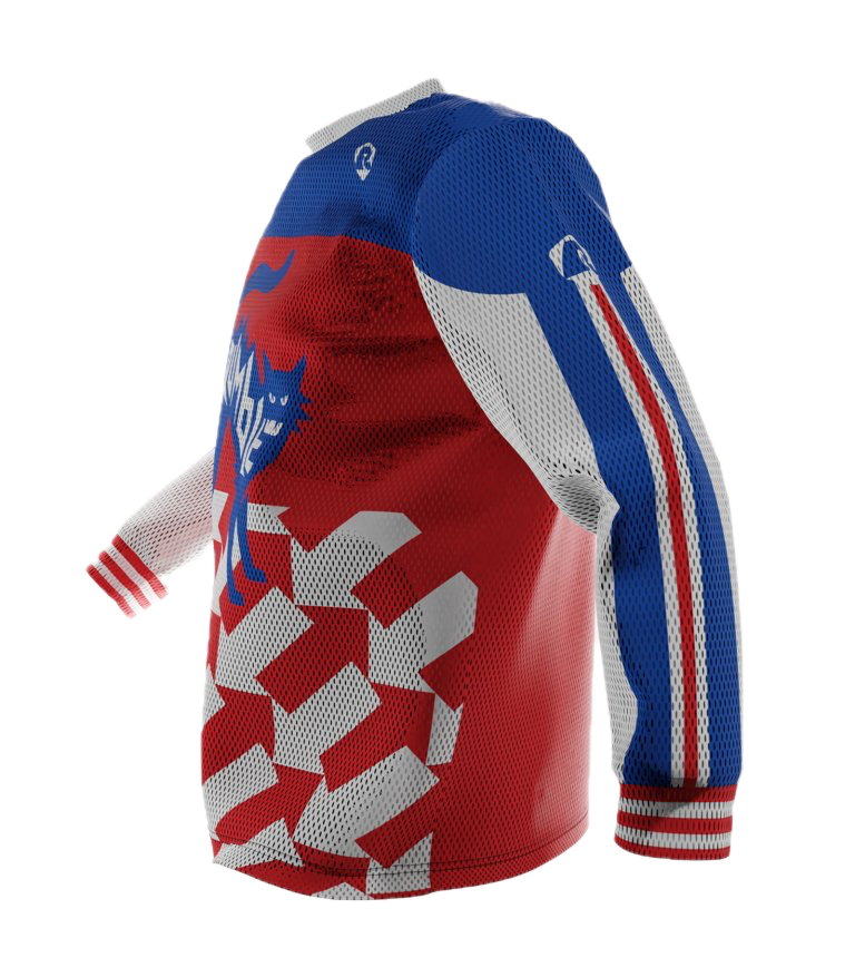 Rumble Speedshop Red Arrows Jersey rood moto-style jersey met pijl-design