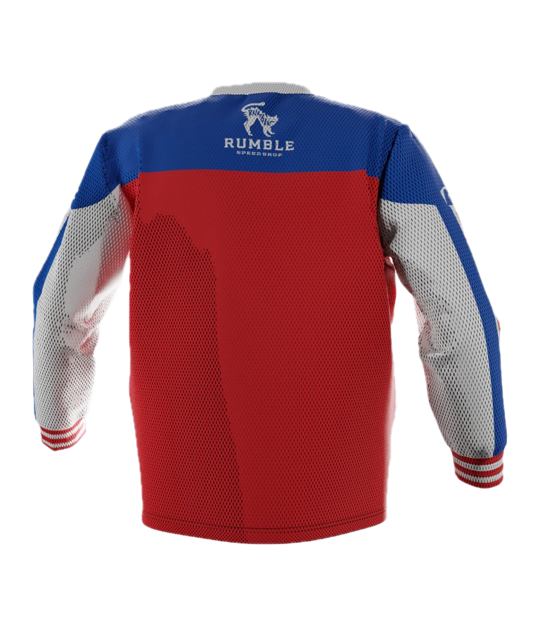 Rumble Speedshop Red Arrows Jersey rood moto-style jersey met pijl-design