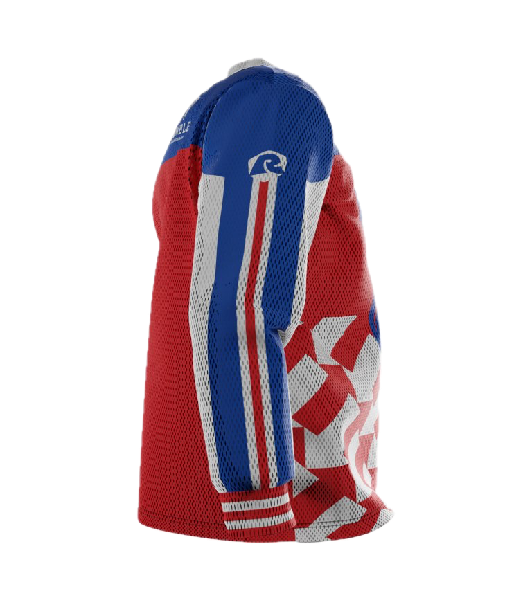 Rumble Speedshop Red Arrows Jersey rood moto-style jersey met pijl-design
