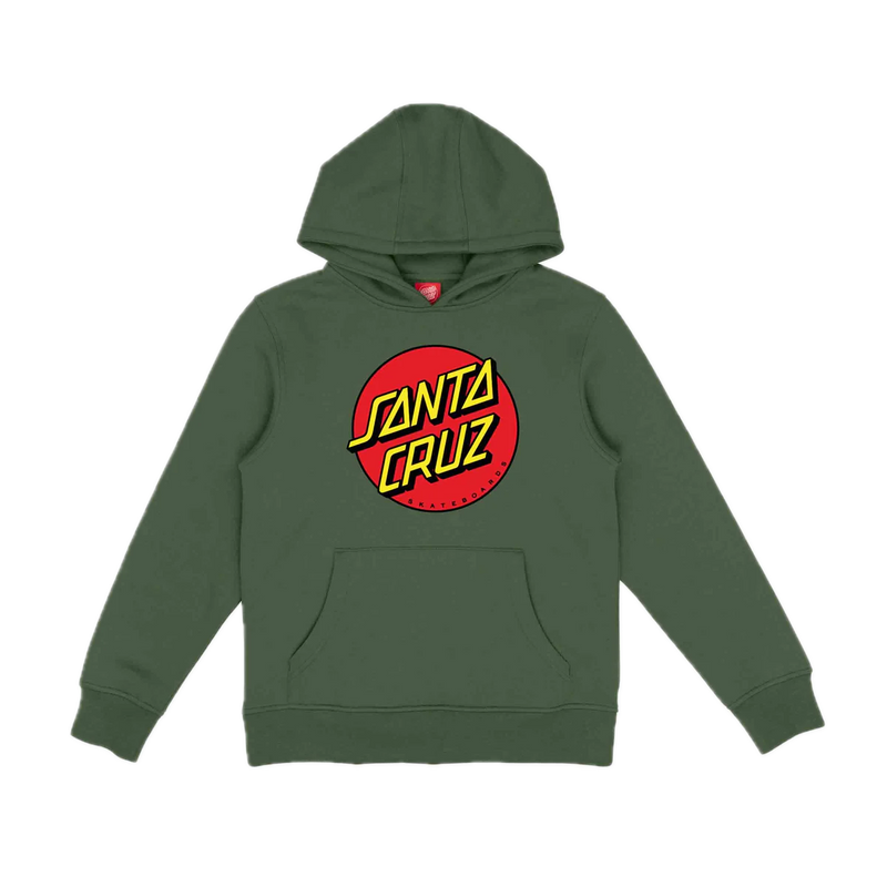 Santa Cruz Youth Classic Dot Hood Dark Moss midweight fleece hoodie.