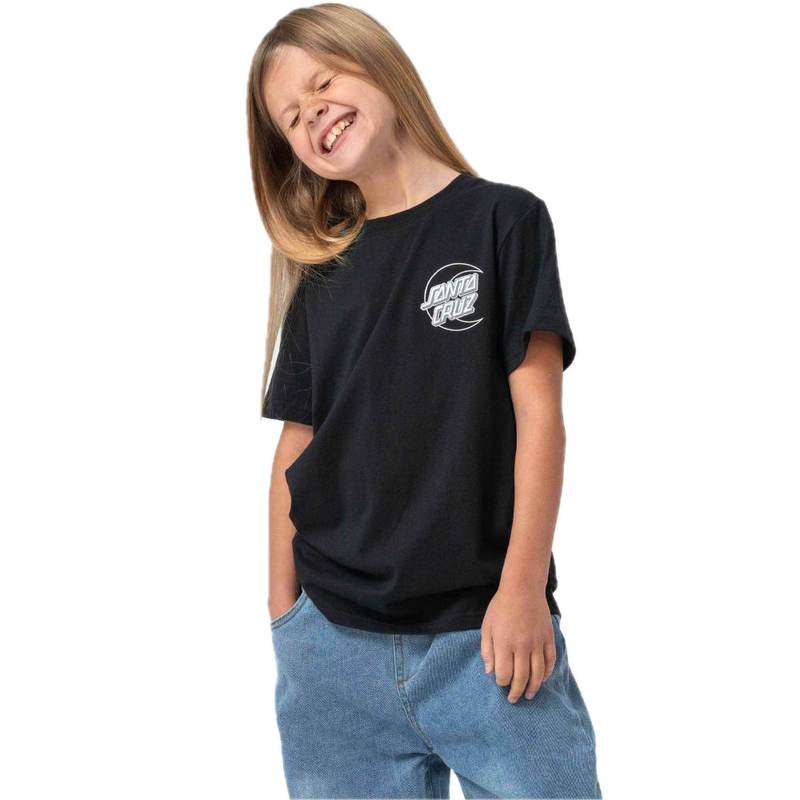 Santa Cruz Youth Imprint Moon Dot T-Shirt Black met Moon Dot-print op borst en rug