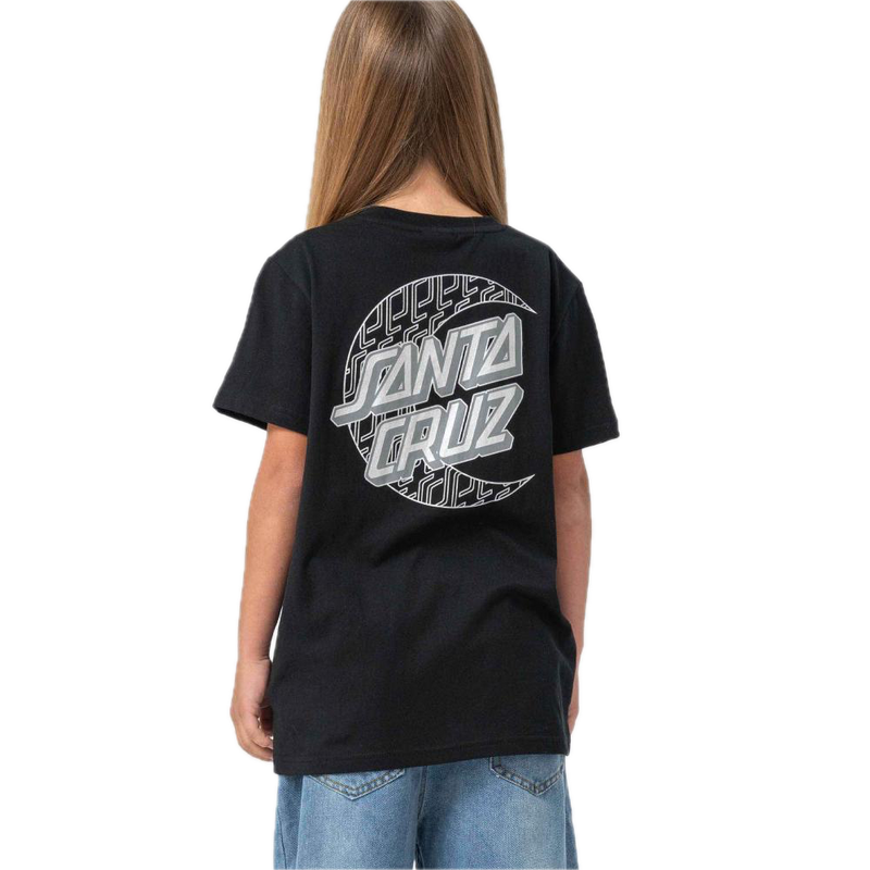 Santa Cruz Youth Imprint Moon Dot T-Shirt Black met Moon Dot-print op borst en rug
