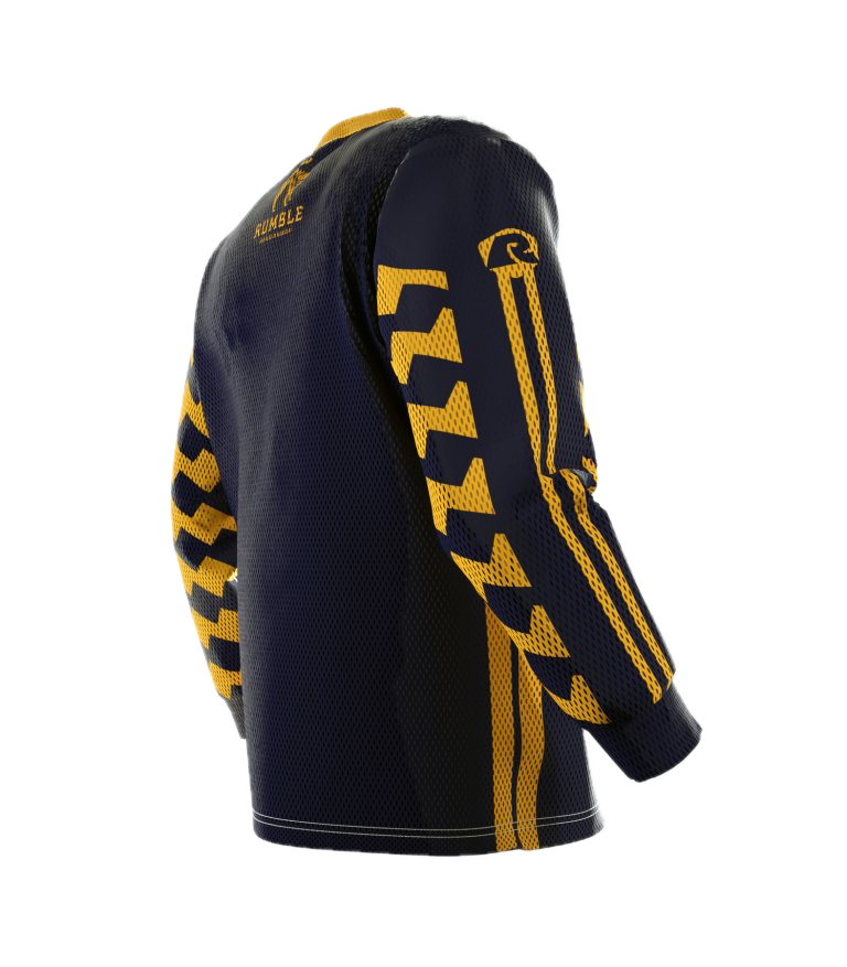 Rumble Speedshop Yellow Saw Jersey geel moto-style jersey met Saw-graphic