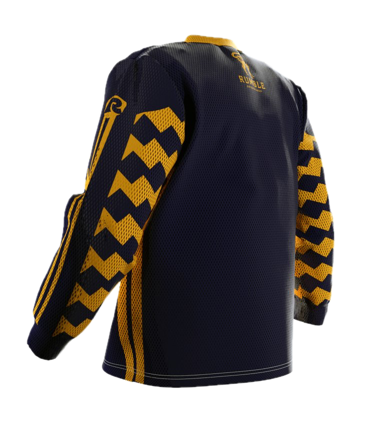 Rumble Speedshop Yellow Saw Jersey geel moto-style jersey met Saw-graphic