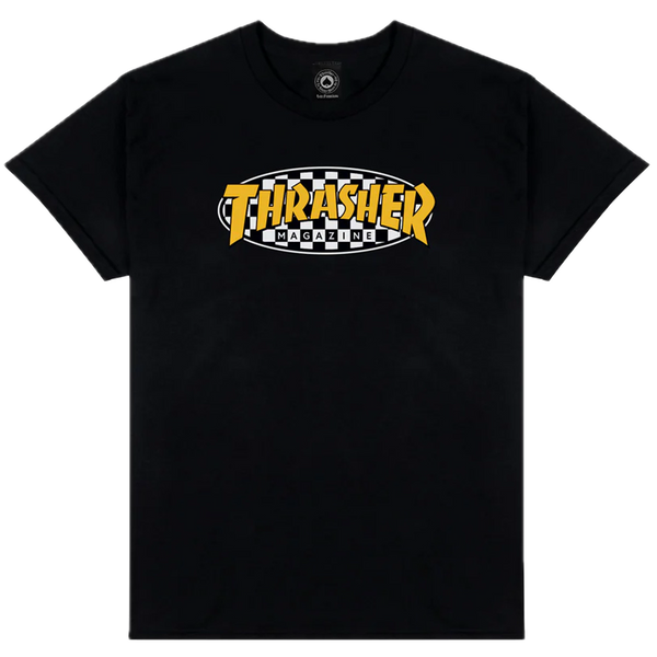 Thrasher Checkered Oval T-shirt – katoenen T-shirt met geborduurd Thrasher Checkered Oval-logo