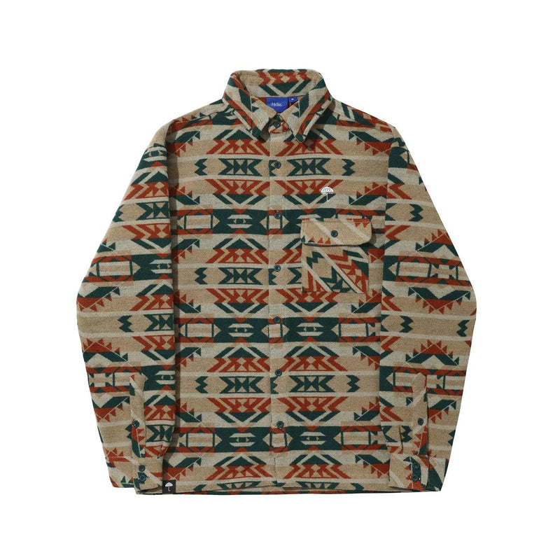 Hélas Caps Coutume LS Shirt – langemouw overhemd met all-over print, klassieke kraag en geborduurd logo