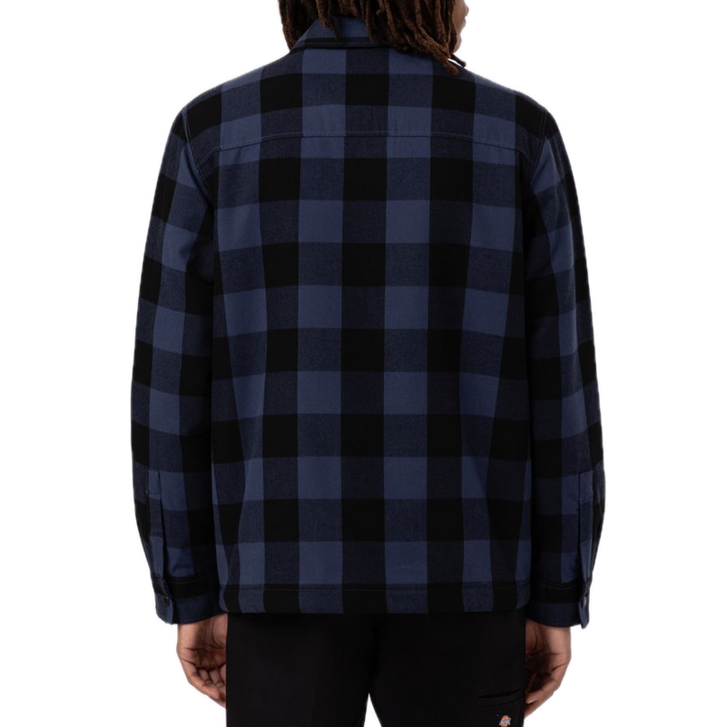 Dickies Lined Sacramento Navy Blue – gevoerd flanellen overshirt in navy blauw ruit met quilted binnenvoering en borstzakken