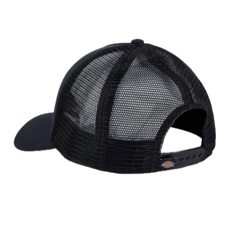 Dickies Hanston Trucker Black – zwarte trucker cap met mesh-panelen en Dickies-logo patch