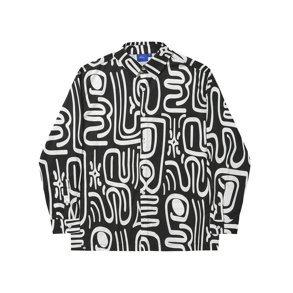 Hélas Abstract LS Shirt Black White – longsleeve T-shirt met abstract zwart-wit design
