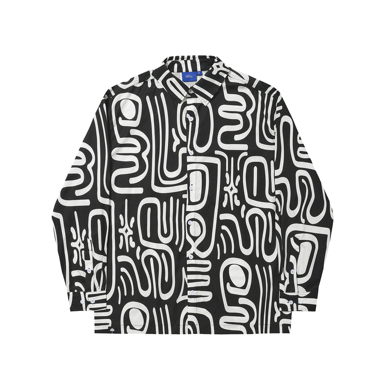 Hélas Abstract LS Shirt Black White – longsleeve T-shirt met abstract zwart-wit design
