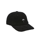Hélas Classic Corduroy Cap Black – zwarte 6-panel corduroy cap met geborduurd Hélas-logo