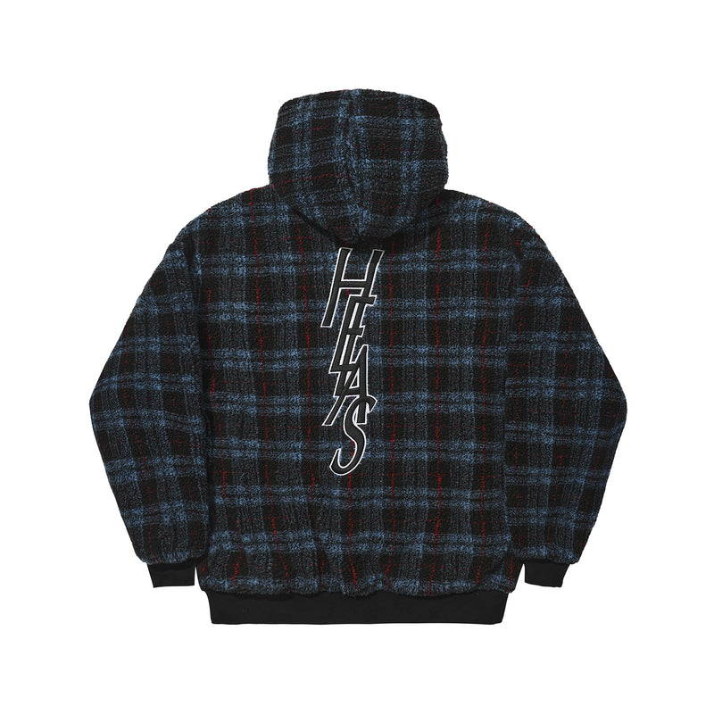 Hélas Ocaro Reversible Full Zip Jacket Blue Checkered – omkeerbaar jack met blauw geruit patroon en effen binnenzijde