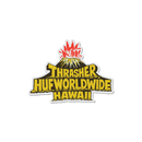 HUF x Thrasher Meltdown Sticker – vinyl sticker met vulkaanprint en Thrasher x HUF-logo, duurzaam en weerbestendig