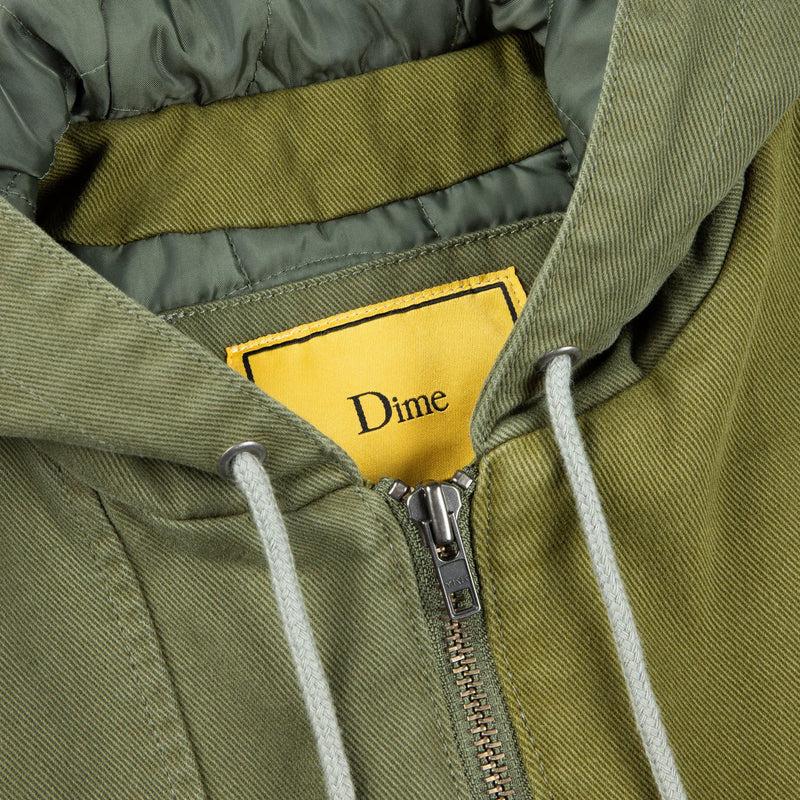 Panel Denim Hooded Bomber Green