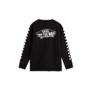 Vans Exposition Check II Crew Kids Black – zwarte kindercrewneck sweater met checkerboard-details en Vans-logo op de borst