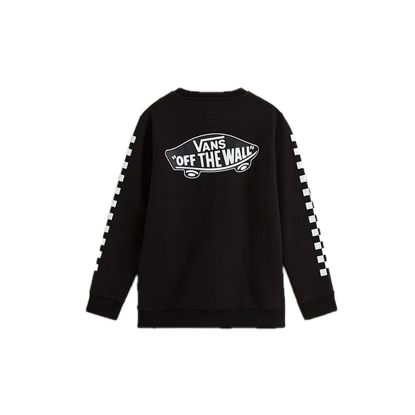 Vans Exposition Check II Crew Kids Black – zwarte kindercrewneck sweater met checkerboard-details en Vans-logo op de borst