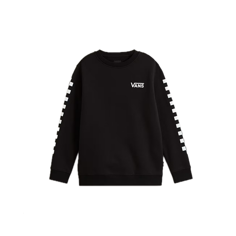 Vans Exposition Check II Crew Kids Black – zwarte kindercrewneck sweater met checkerboard-details en Vans-logo op de borst