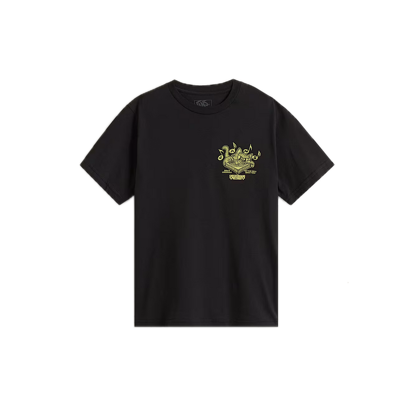 Vans Scratched Records Kids Black – zwart kinder T-shirt met Scratched Records-graphic op borst en rug