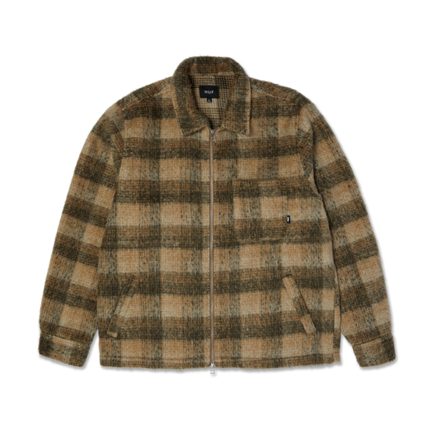 HUF Megablast Plaid Jacket multi check geruit overshirt met fleecevoering en button-up sluiting